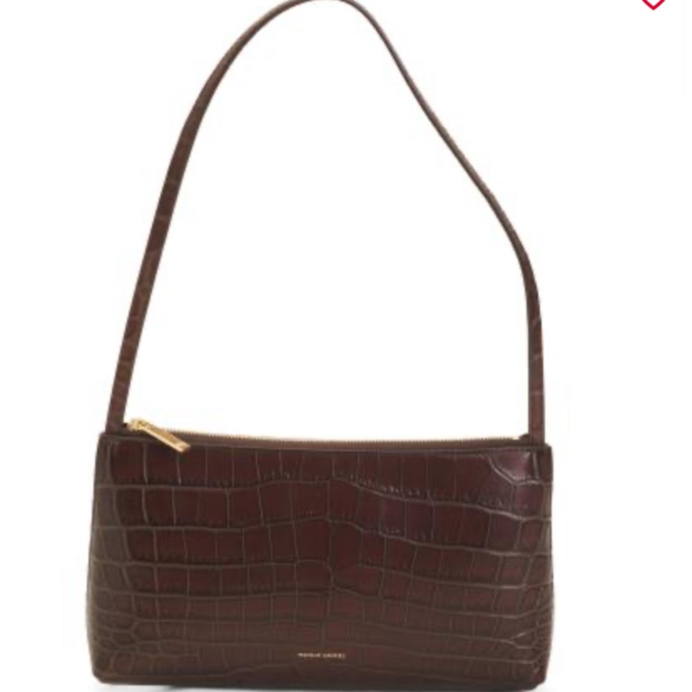 Mansur Gavriel Croc Chocolate Leather Gaia Shoulder Bag Italy Date Night Clutch - Picture 11 of 14